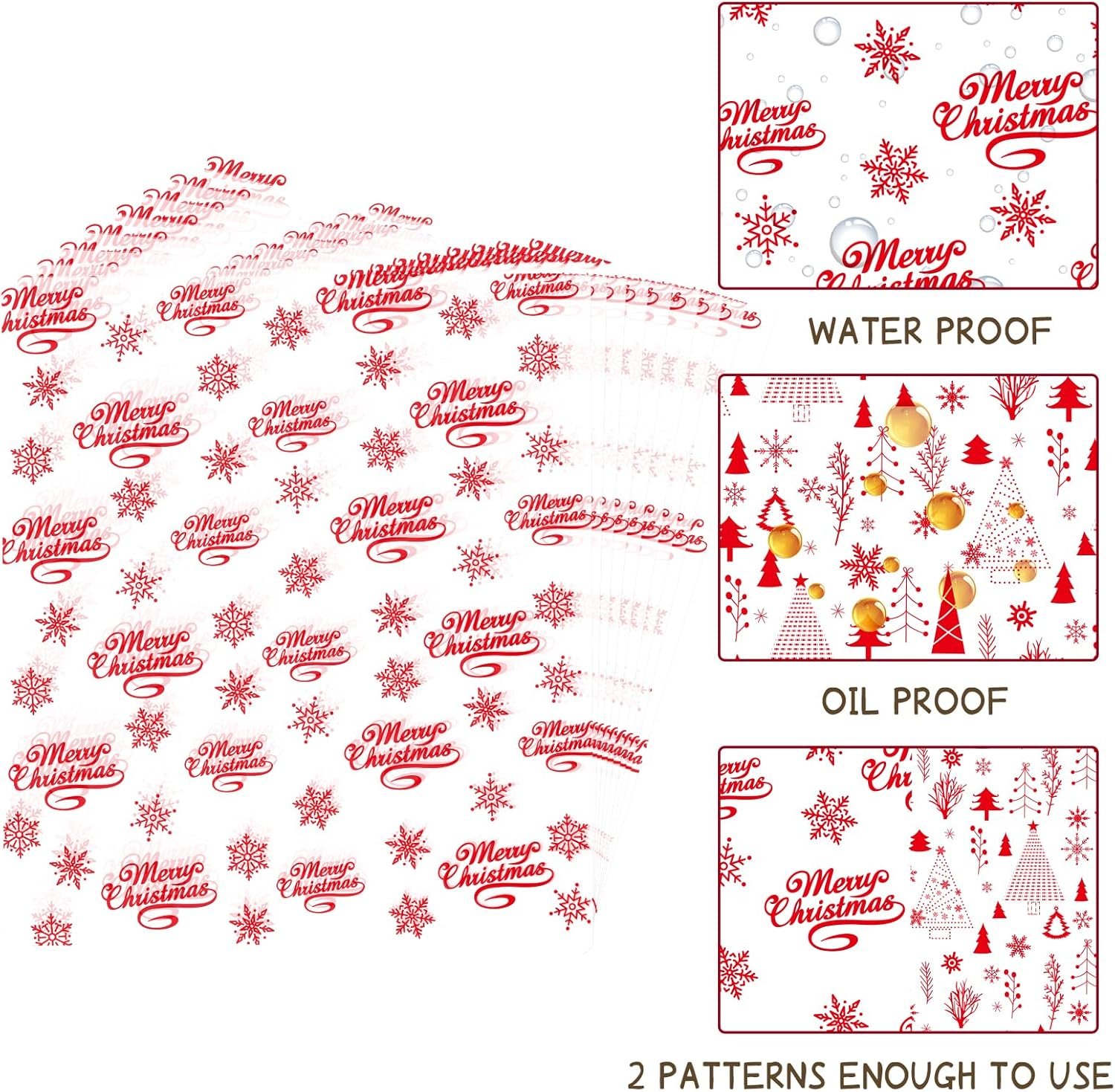 Christmas Wax Paper Sheet 100PCS Snowflakes Parchment Paper Christmas Food Wrapping Paper Wax Baking Liner Christmas Party Supplies - Image 5