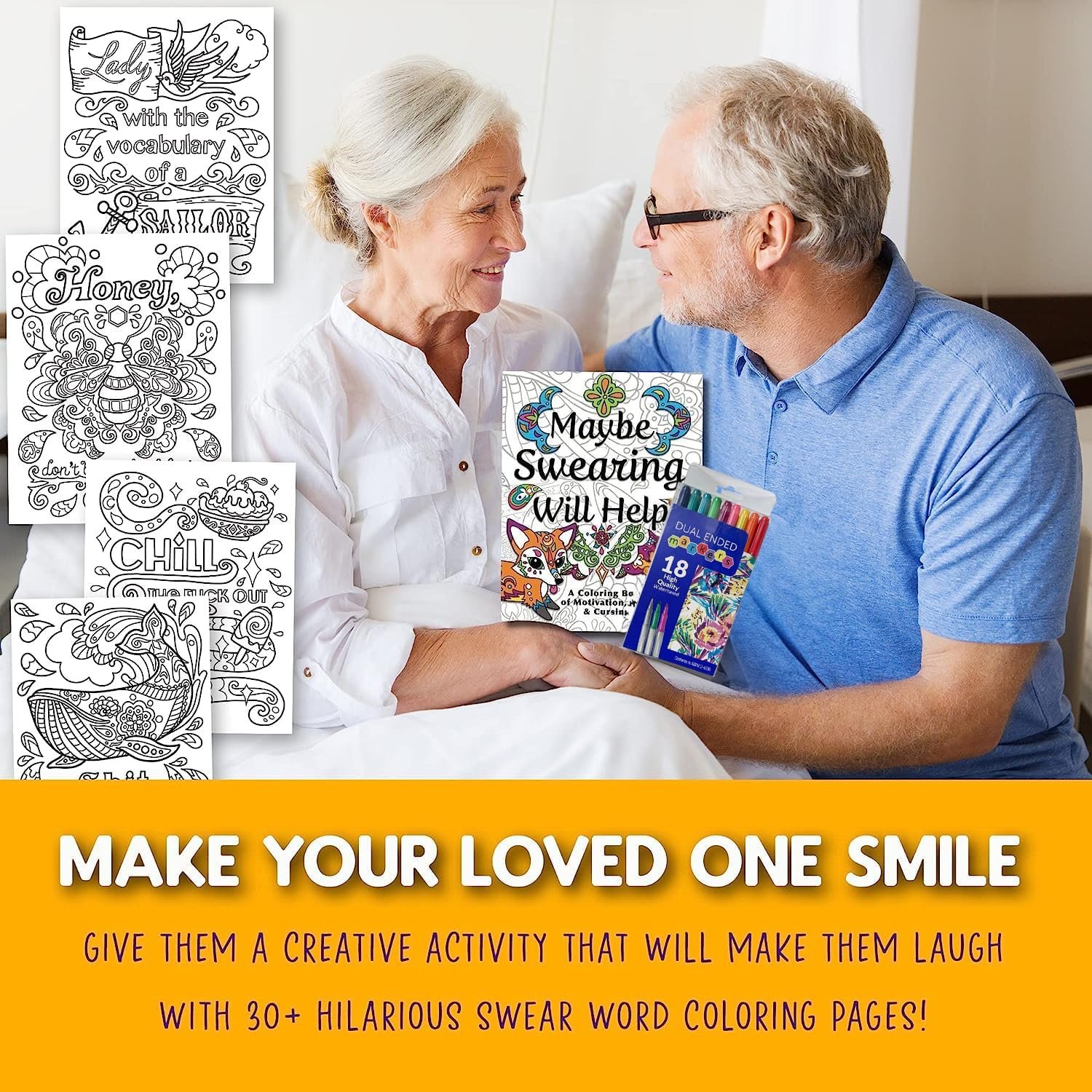 Maybe Swearing Will Help Adult Coloring Book Set - for Adults Relaxation with Markers in a Case - Motivational Swear Word Anxiety Relief - Color Cuss & Laugh Your Way to Less Stress - Image 6