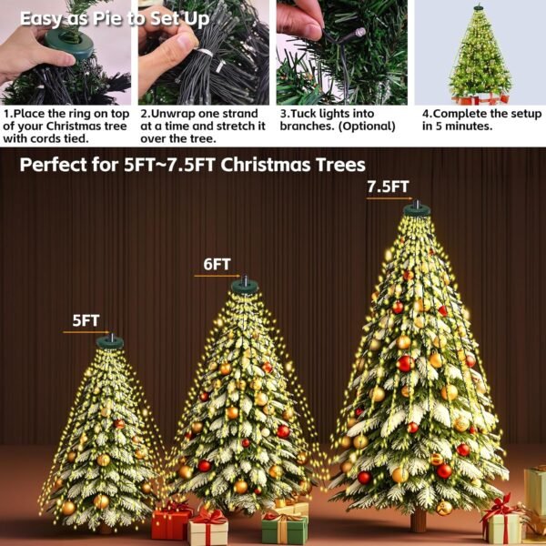 Upgraded Christmas Lights for Tree Indoor, 416 LEDs Christmas String Lights with 8 Modes, Timer & Memory Function, 16 Strands of 6.9FT LED String Lights, Waterproof Outdoor Tree Decoration Warm White - Image 7