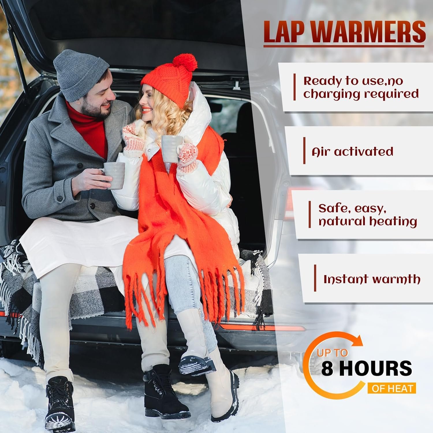 6 Pcs Lap Warmers Largest Warmers 16" x 10" Disposable Air Activated Heat Packs 8 Hours Long Lasting Camping Outdoor Sporting Events Cold Weather Gift Pairs with Any Blanket Heat up in 30 Minutes - Image 5