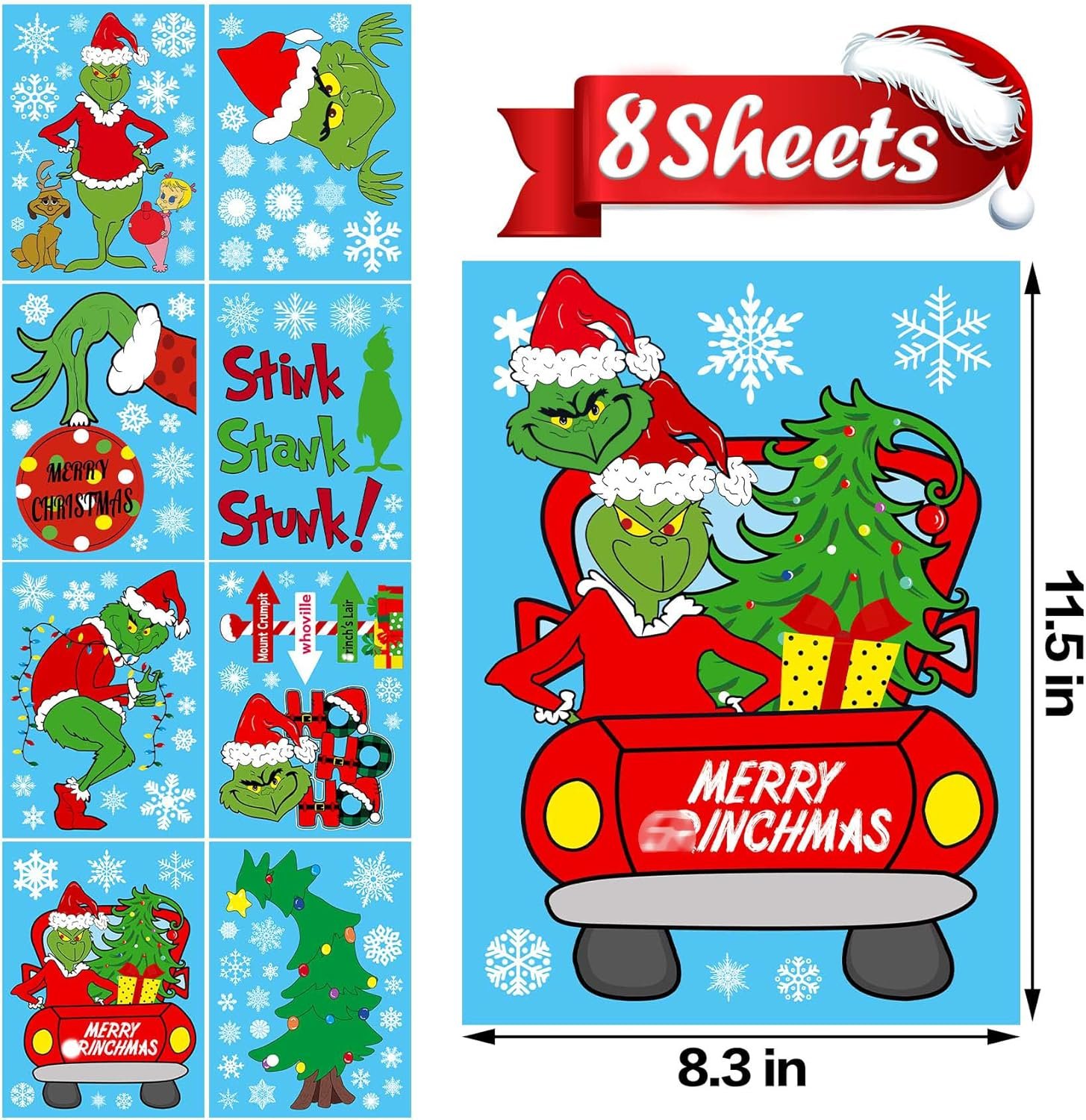 Christmas Window Clings Decorations Double Sided Christmas Window Stickers for Glass Window Christmas Decorations Indoor Home Decor Snowflake Window Decal for Home School Office Decorations - Image 4