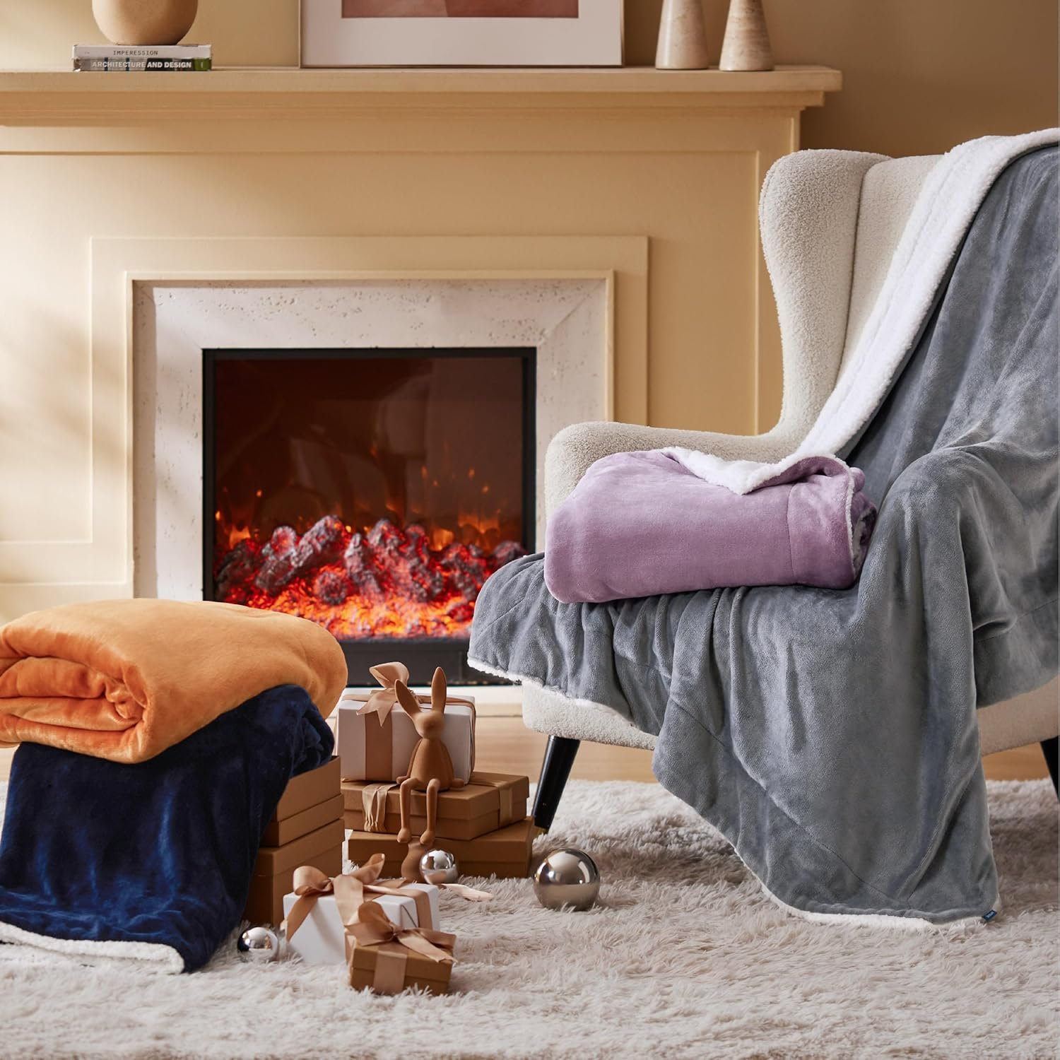 Bedsure Sherpa Fleece Throw Blanket for Couch - Thick and Warm Blanket for Winter, Soft Fuzzy Plush Christmas Blanket Gift for Women, Grey, 50x60 Inches - Image 8