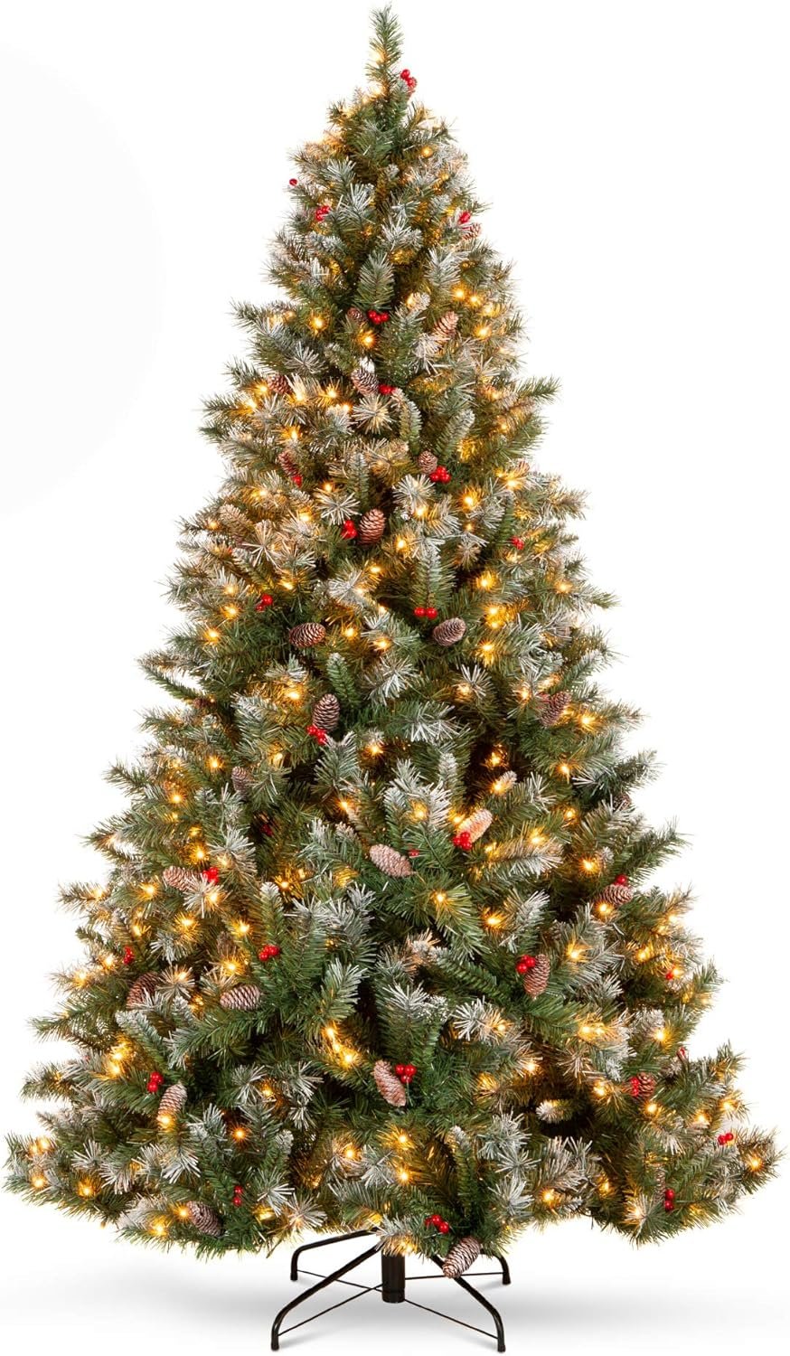 Best Choice Products Christmas Tree Pre-Lit, Pre-Decorated Artificial 6ft Frosted Pine Holiday Decoration w/Frosted Tips, Pine Cones, Berries - Image 2