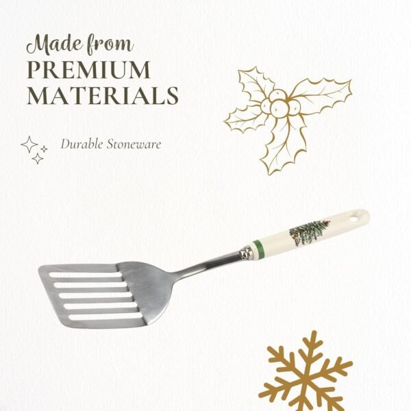 Spode Christmas Tree 13" Stainless Steel Slotted Spatula with Porcelain Handles - Holiday Serving Turner for Christmas Dinners & Holiday Parties - Kitchen Utensil for Holiday & Winter Celebrations - Image 5