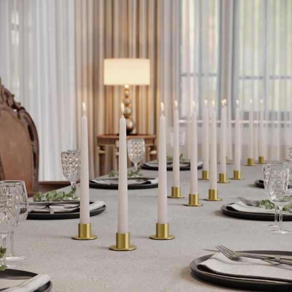 6 Pcs Brass Gold Candlestick Holders, Taper Candle Holders for Table Centerpiece, Festive Christmas Mantel Decoration or Home Decor - Image 5