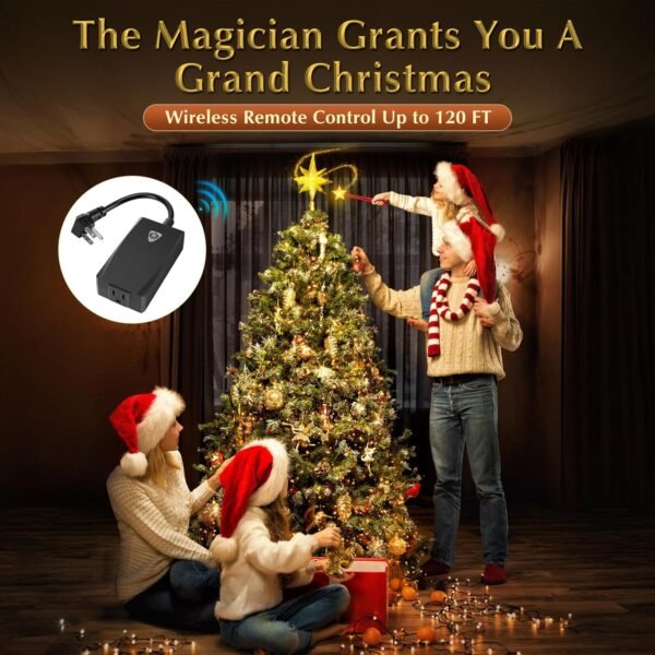 Magical Christmas Wand Remote Control Outlet | Christmas Tree Remote Control | Christmas Tree Decorations | Christmas Tree Ornaments | Remote Control Function | Smart Outlet with 100 Ft Range - Red - Image 4