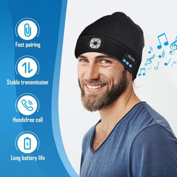 Gifts for Men, Stocking Stuffers for Adults Men LED Bluetooth Beanie Hat, Dad Mens Gifts for Christmas, Unique Gifts for Dad Him Husband Grandpa, Gifts for Men Who Have Everything Cool Gadgets for Men - Image 3