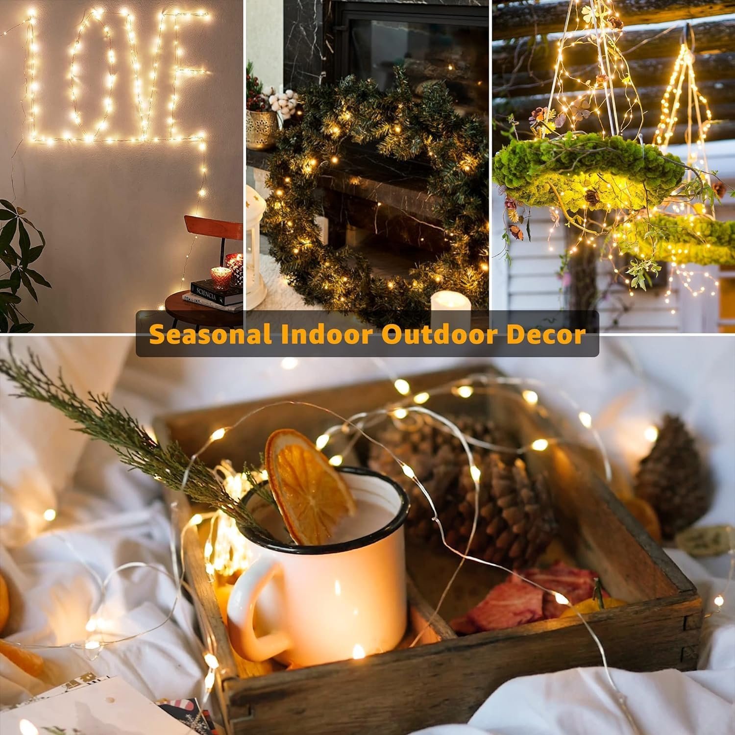 6 Pack Fairy Lights Battery Operated 7ft 20 LED Mini String Lights Twinkle Lights Silver Wire Firefly Starry Lights for Mason Jars Wedding Party Christmas Centerpiece Table Decorations, Warm White - Image 4