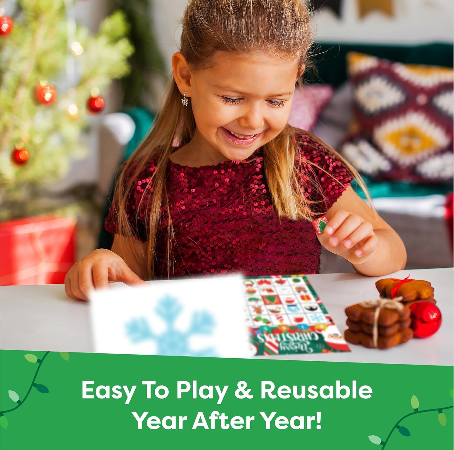 Christmas Bingo Game for Kids, Adults & Large Groups - 30 Players - Fun & Exciting Christmas Games for Family Party, Classroom Party - Reusable Christmas Bingo for Kids Christmas Party Games for Kids - Image 7