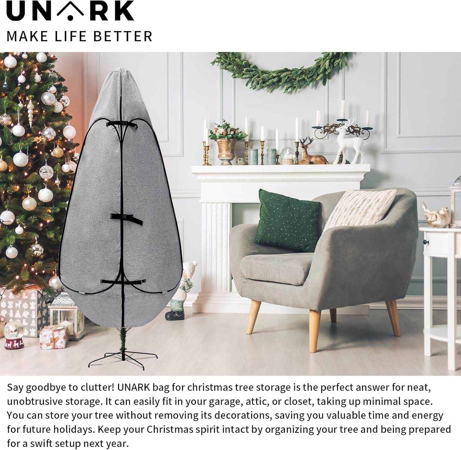 Upright Christmas Tree Storage Bag 7.5 Ft, Artificial Christmas Tree Storage Bag, Christmas Tree Cover for Upright Storage Fit 6 Ft / 6.5 Ft / 7 Ft / 7.5 Christmas Tree Storage Bag 6.5ft - Image 5