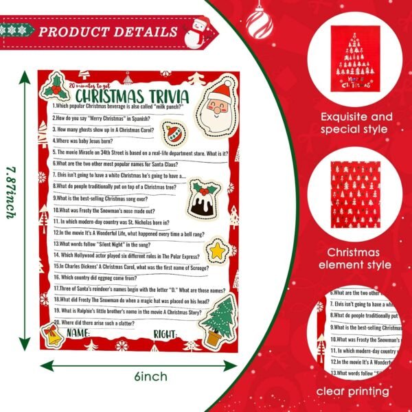 80 Pieces Christmas Trivia Games Question and Answer Cards Trivia Games for Family, Christmas Vacation Game Guessing Activity Holiday Games for Adults Coworkers Groups Christmas Party Supplies - Image 3