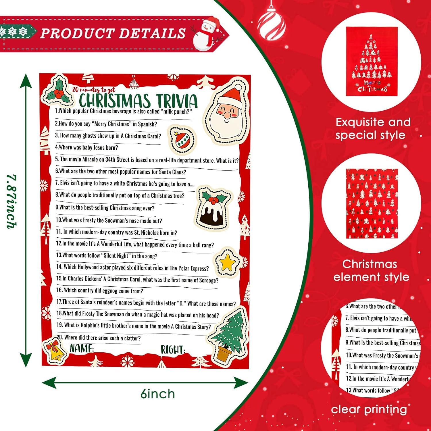 80 Pieces Christmas Trivia Games Question and Answer Cards Trivia Games for Family, Christmas Vacation Game Guessing Activity Holiday Games for Adults Coworkers Groups Christmas Party Supplies - Image 3