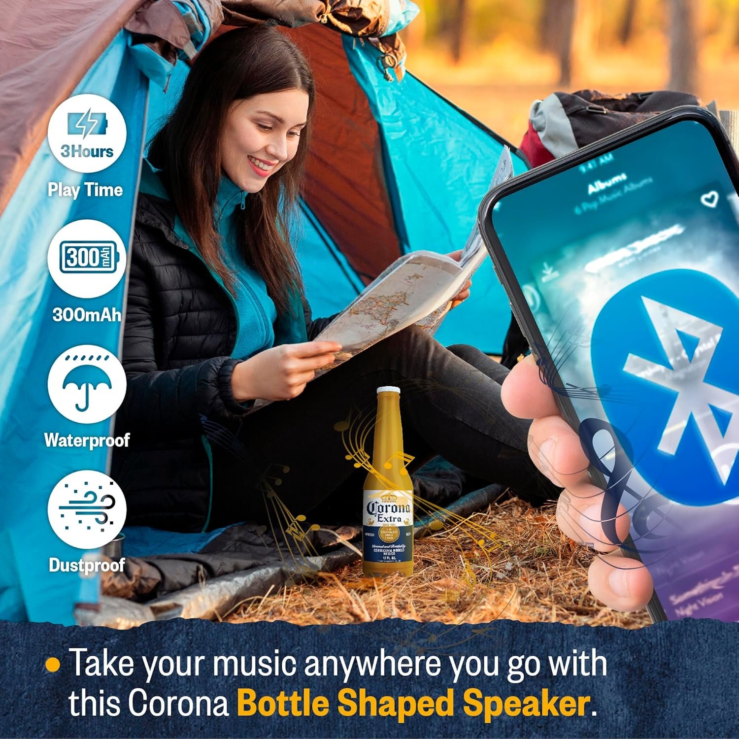 Corona Beer Bottle Bluetooth Beer Bottle Speaker Bluetooth Bottle Speaker Portable Wireless Speaker Portable Travel Stereo Speaker for Outdoor and Indoor Activities - Image 7