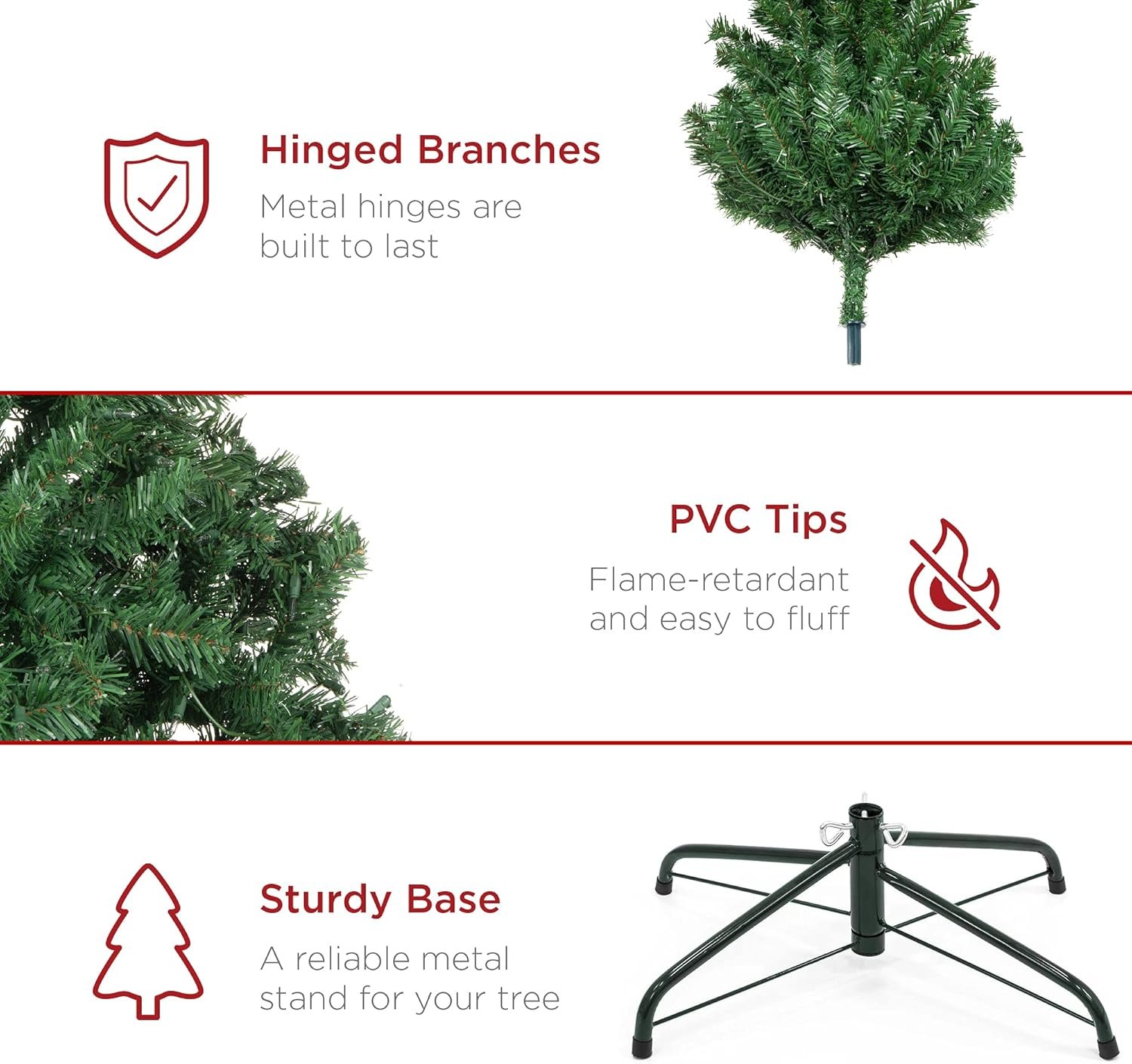 Best Choice Products Artificial Christmas Tree, 6ft Premium Unlit Realistic Spruce Holiday Décor w/Dense Branches, Easy Assembly, Metal Base - Image 6