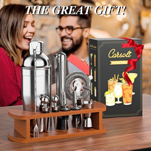 Cocktail Shaker Set with Stand - 25pcs Mixology Bartender Kit 25oz Professional Bar Tools Set Bar Accessories for Drink Mixing, Bartender Gifts for Home Bar, Parties - Image 8