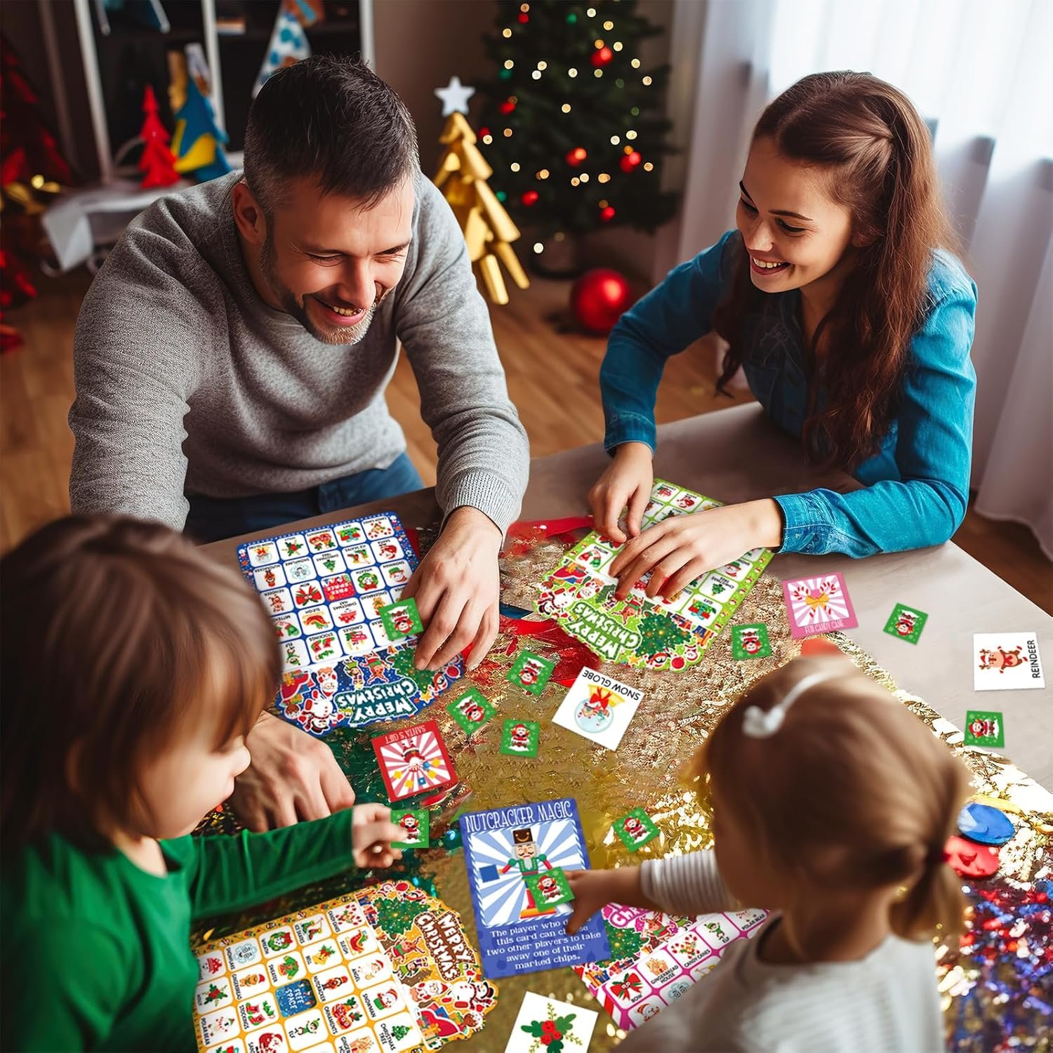 56 Sheets Christmas Bingo Game, 32 Players Christmas Bingo Cards for Kids Adults Christmas Party Game for Family Large Group Winter Holiday Party Favor Kids Bingo - Image 8