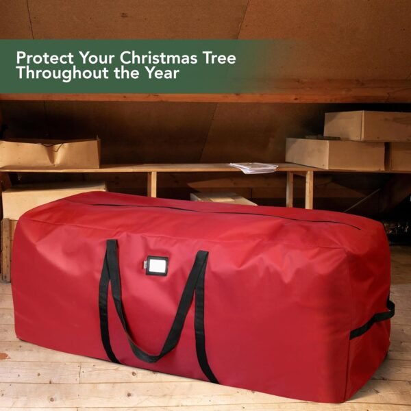 Holiday Cheer Christmas Tree Storage Bag – Heavy Duty Christmas Tree Bag Fits Up to 7.5ft Tall Artificial Christmas Tree, Waterproof with Durable Handles & Zipper – Xmas Tree Storage Bag (RED) - Image 7