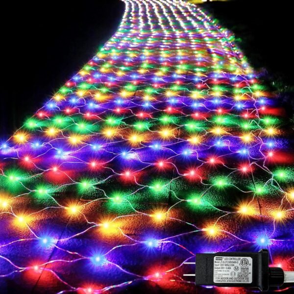 Lovelite 610 LED Christmas Net Lights, 34.5ft x 5ft Mesh Lights Outdoor Clear Wire 8 Modes, Waterproof Connectable String Lights Plug in for Bushes Xmas Tree Garden Holiday Party Decor - Multicolor - Image 2
