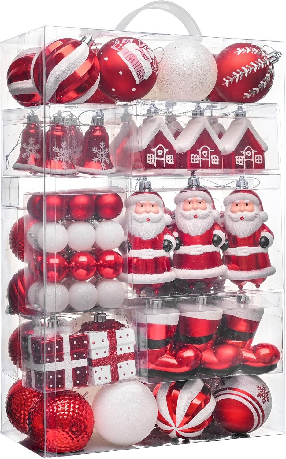 Valery Madelyn Christmas Ornaments Set, 100ct Red and White Shatterproof Christmas Tree Decorations Set, Traditional Red and Silver Decorative Hanging Ball Ornaments Bulk for Xmas Holiday Decor - Image 2