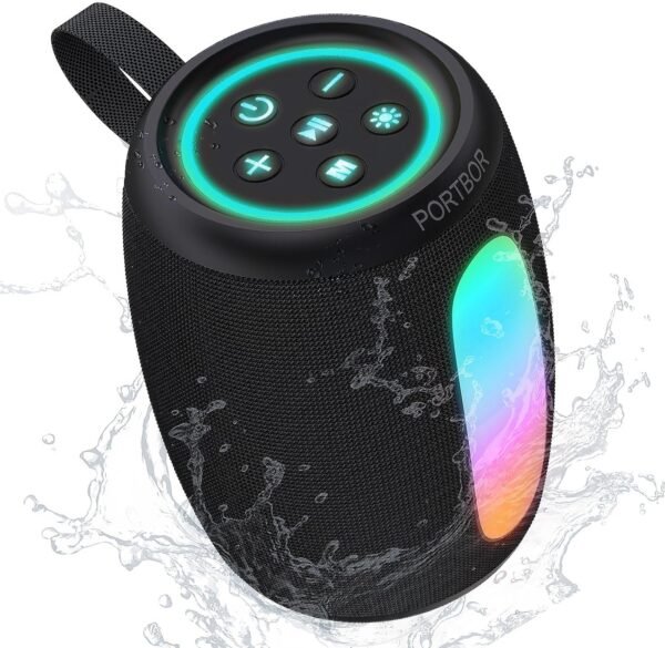 Bluetooth Speaker Portable Wireless,Powerful Sound with Lights/FM Radio, IPX5 Waterproof,TWS Pairing,for Outdoor Camping Beach Home,Him Her Ideal Gift - Image 2