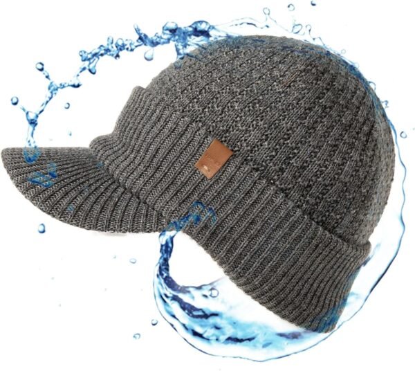 TOP-EX L/XL/XXL 50% Merino Wool Waterproof All Weather Brim Beanie Fleece Lined Unisex - Image 2