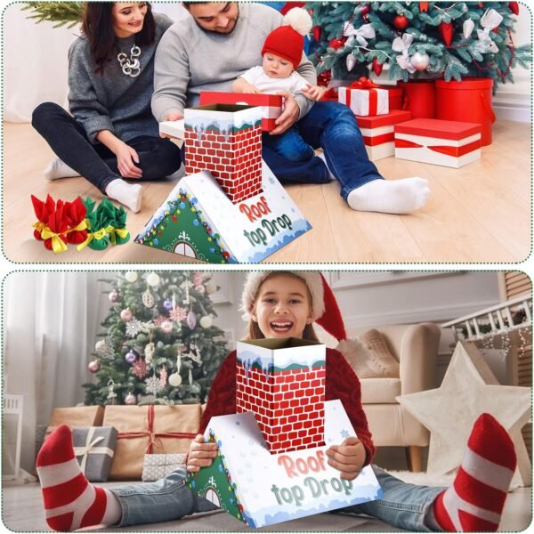 Eaasty Christmas Bean Bag Toss Drop Game Cardboard Chimney Cornhole Set Christmas Party Games with 6 Toss Bags for Outdoor Lawn Adults Family - Image 7