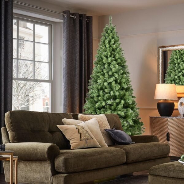 8FT Prelit Christmas Tree, Premium Artificial Christmas Tree with 500 Lights and 1460 Branch Tips, Memory Wire Pre Lit Hinged Xmas Tree with Metal Base for Holiday, Party, Home Decoration - Image 9