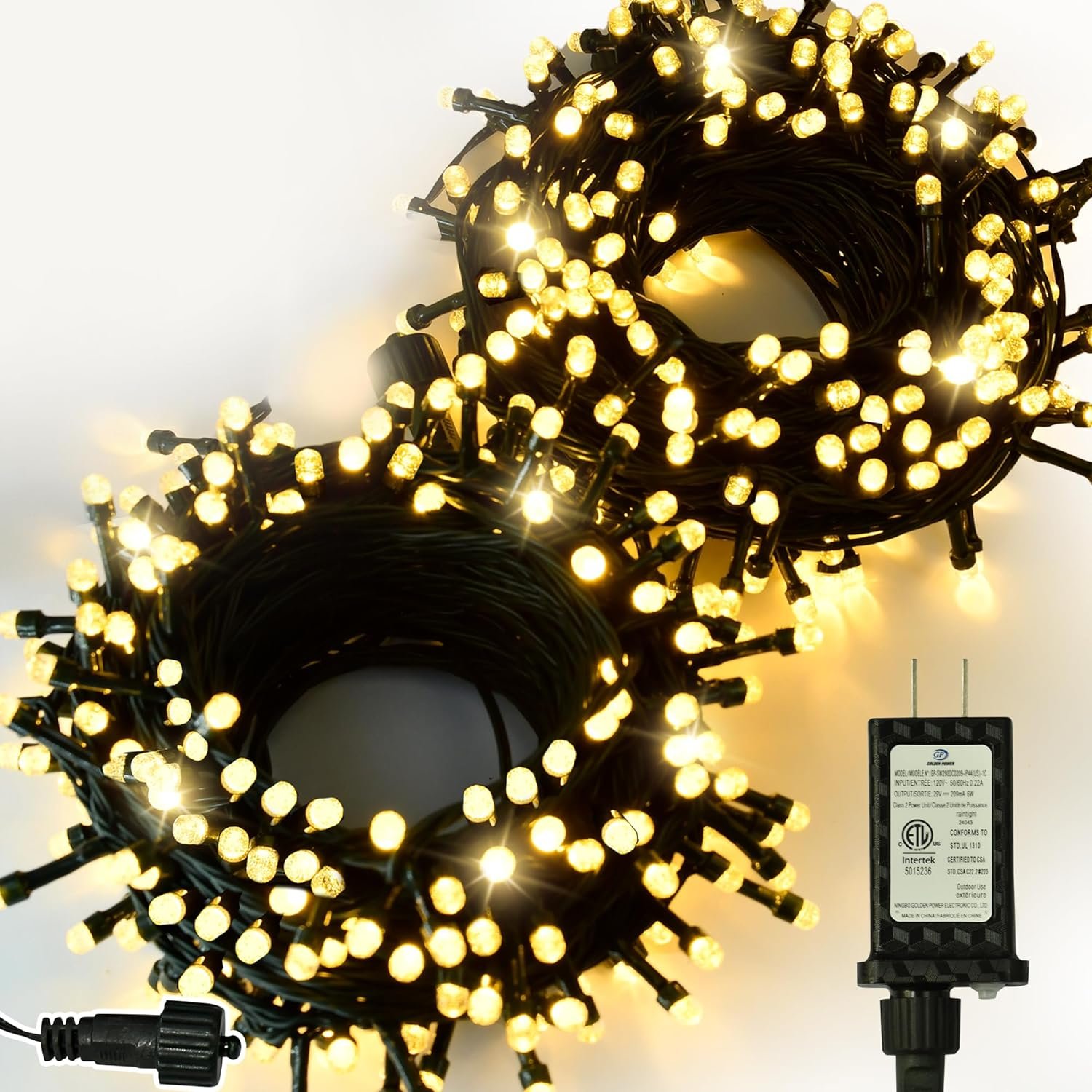 ULG Upgraded 2-Pack 152FT 400 LED Christmas String Lights, Extendable Waterproof Fairy Lights with Memory Function, 8 Modes, Bubble Bulbs, Warm White, Adapter Included for Indoor/Outdoor Decor - Image 9