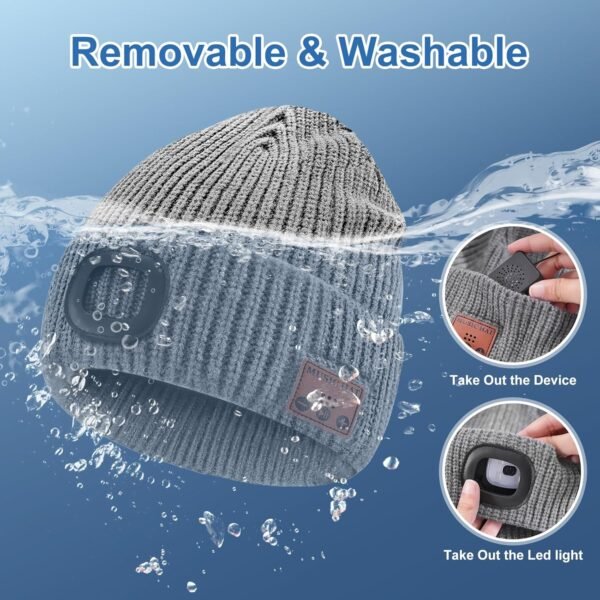 Stocking Stuffers for Adults Men, Bluetooth Beanie Hat with Light, Mens Gifts for Men Dad Him Grandpa Husband Christmas Grey - Image 7