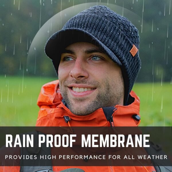 TOP-EX L/XL/XXL 50% Merino Wool Waterproof All Weather Brim Beanie Fleece Lined Unisex - Image 5