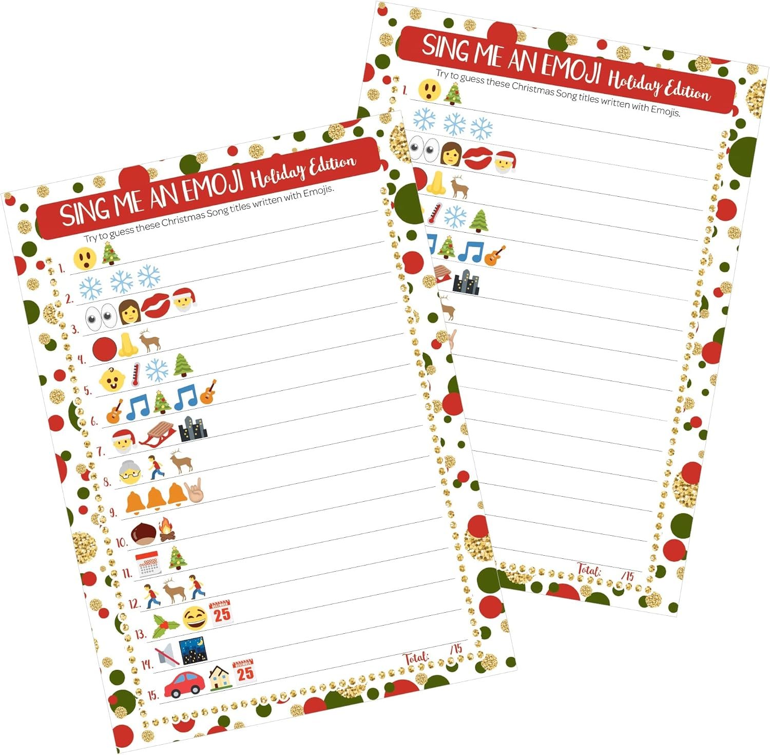 DISTINCTIVS Christmas Emoji Game, Sing Me an Emoji Christmas Party Game - 25 Count - Image 2