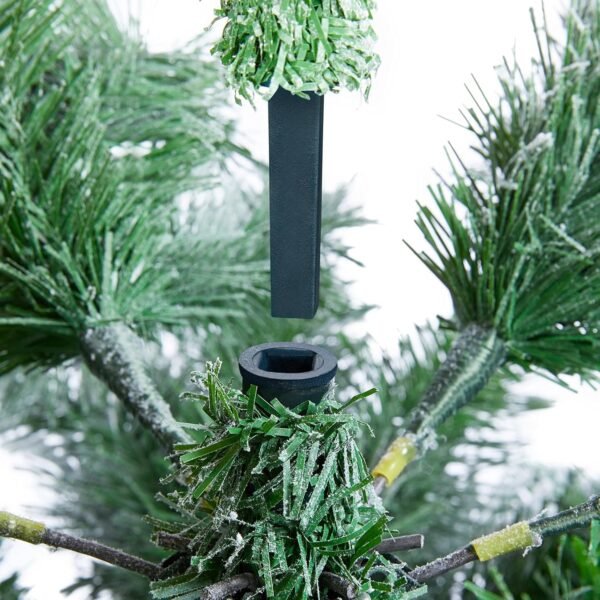 Yaheetech 7.5ft Premium Snow Flocked Hinged Artificial Christmas Fake Spruce Full Tree for Home Office Party Decoration with 1284 Branch White Snow Tips and Metal Stand - Image 10