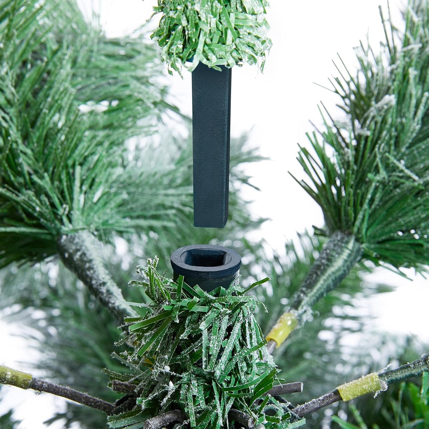 Yaheetech 7.5ft Premium Snow Flocked Hinged Artificial Christmas Fake Spruce Full Tree for Home Office Party Decoration with 1284 Branch White Snow Tips and Metal Stand - Image 10