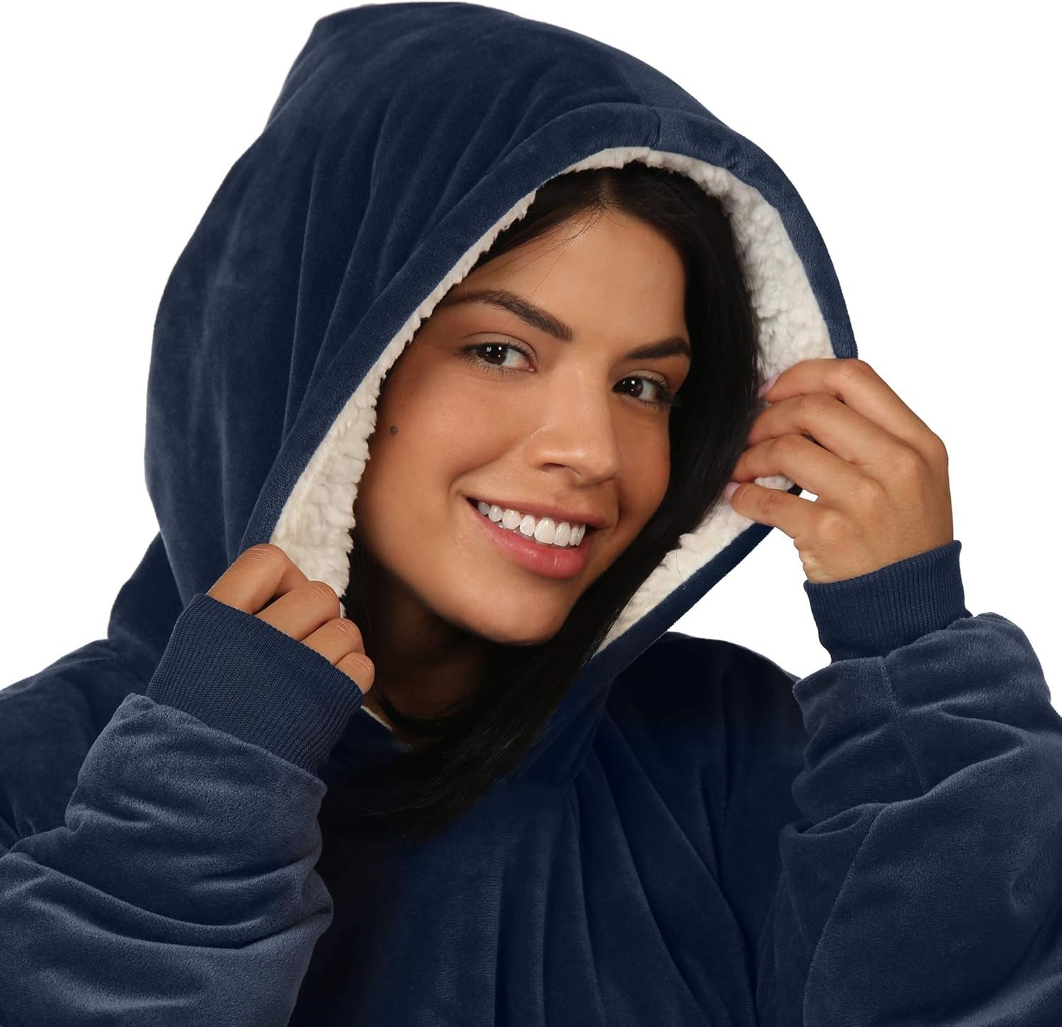 THE COMFY Original | Oversized Microfiber & Sherpa Wearable Blanket, Seen On Shark Tank, One Size Fits All (Blue) - Image 5