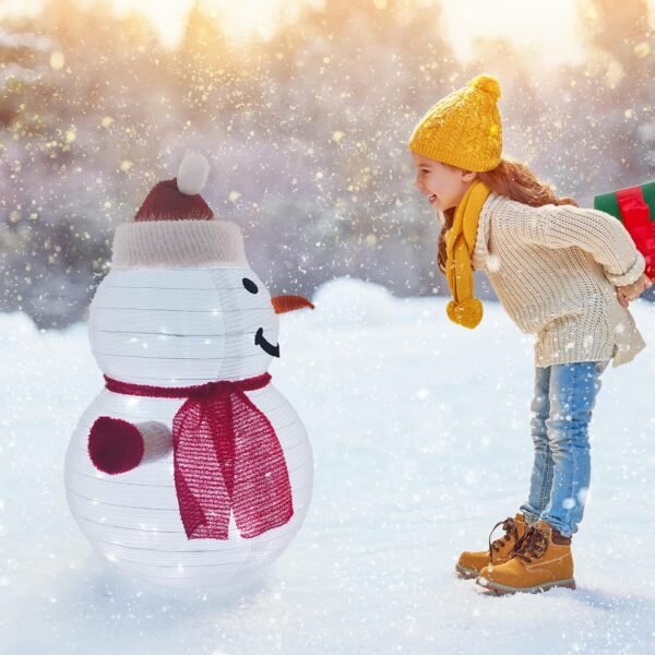 3D Christmas Collapsible Snowman Decorations，23” Light Up Christmas Snowman with LED Cool White Lights for Indoor Outdoor Garden Holiday Décor, Christmas Event Decoration, Christmas Eve Night - Image 7