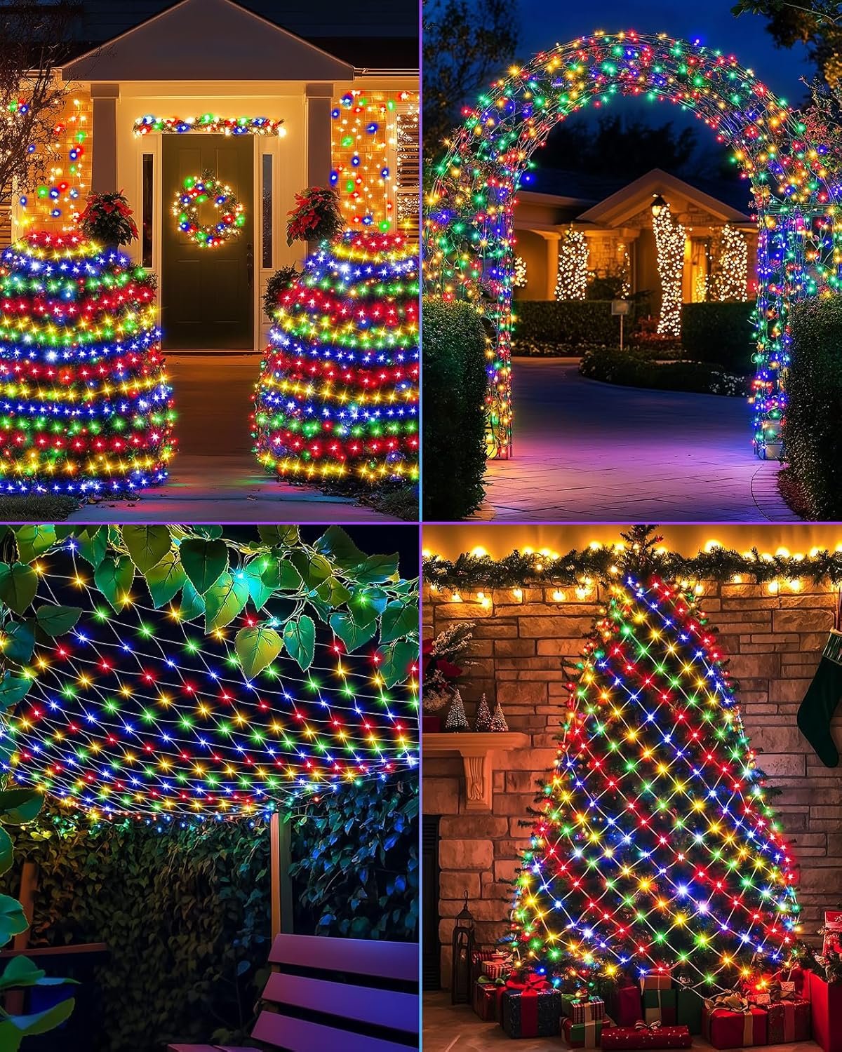 Christmas Net Lights 9.8ft x 6.6ft, 200 LED Outdoor Mesh Lights with 8 Modes, Waterproof Bush String Lights for Home Garden Yard Xmas Decorations Connecable, Timer (Multicolor) - Image 8