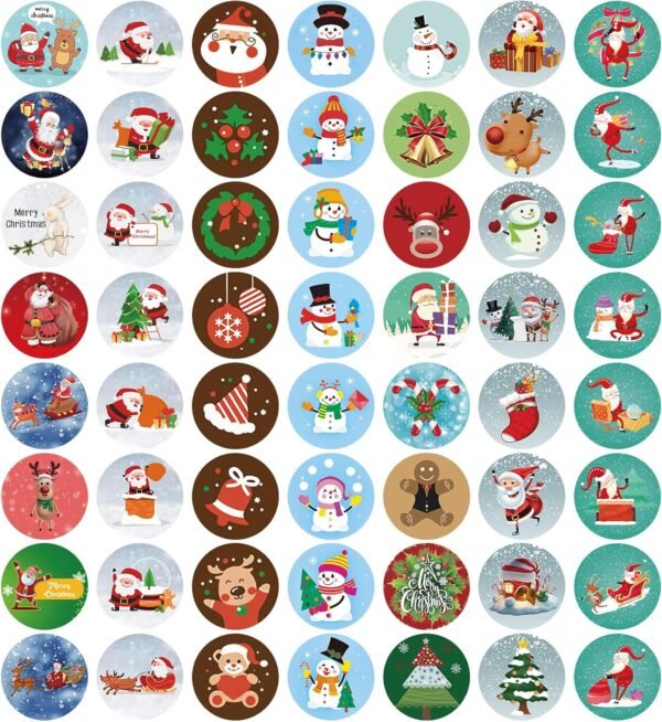 Christmas Stickers,504 PCS Christmas Stickers Labels,Snowman, Elf,Bells,Snow,Reindeer,Xmas Kids Stickers Decals for Crafts Decorations&Christmas Party Supplies (TZ-Chris-A) - Image 2