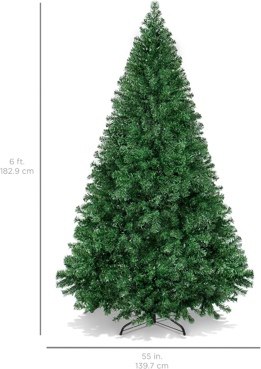 Best Choice Products Artificial Christmas Tree, 6ft Premium Unlit Hinged Design, Dense Branches Realistic Holiday Décor w/Easy Assembly, Base - Image 8