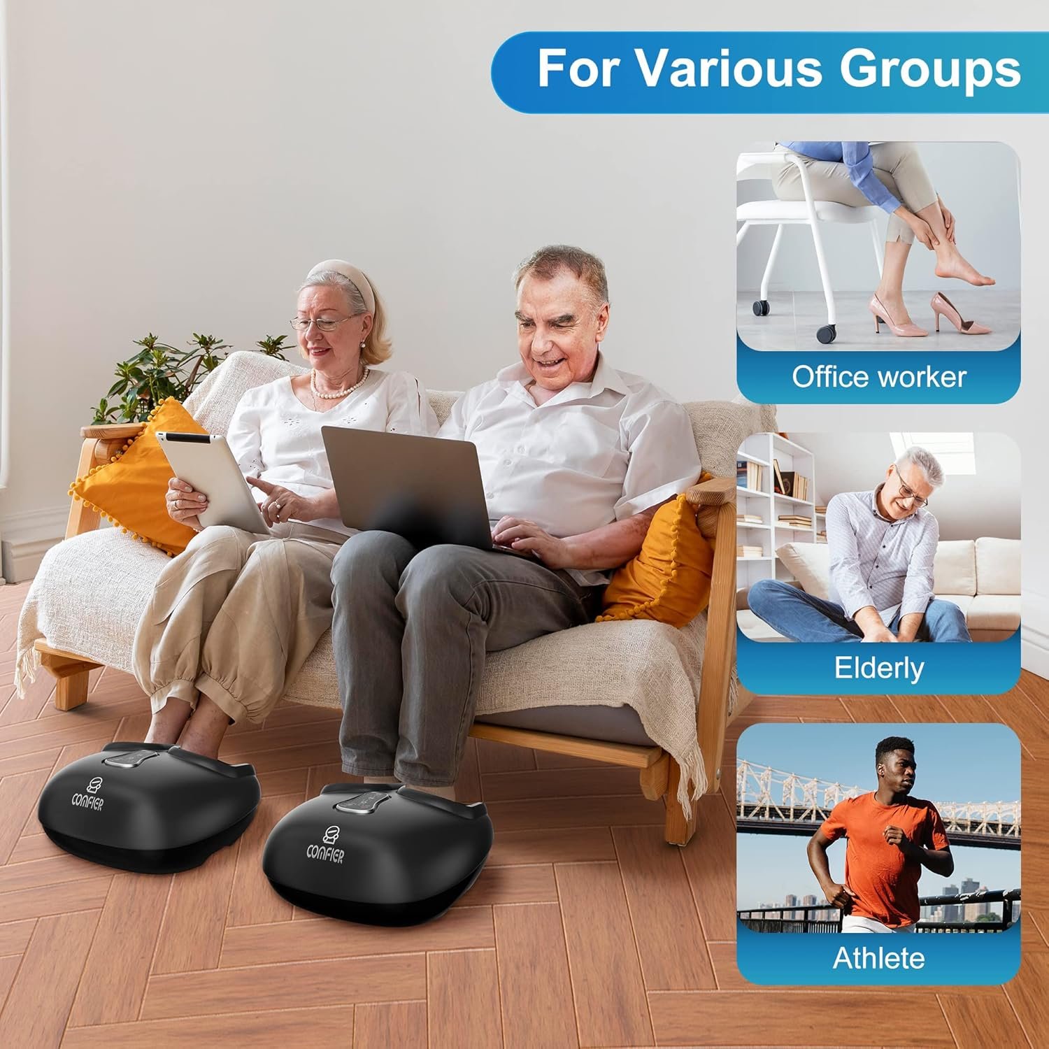 COMFIER Shiatsu Foot Massager with Heat, Vibration,Rolling Compression Feet Massager Machine,Gifts for Her,Him Fits Size up to 13“ Multiple Modes - Image 6