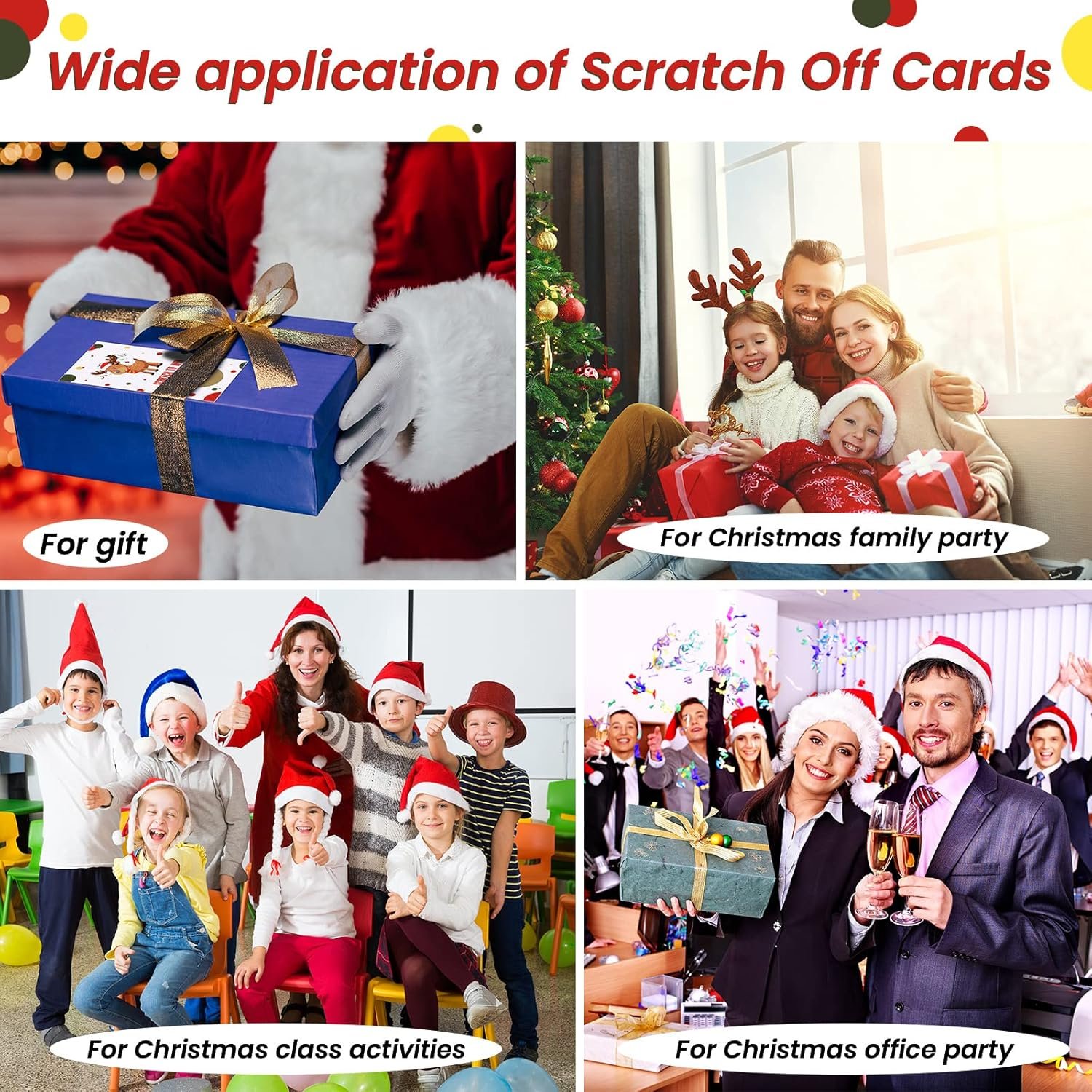 Outus 50 Pieces Christmas Scratch Off Cards Stickers Christmas Party Games Vouchers Festive Raffle Tickets Holiday Business Prize Drawings for Kids Adults Families Events Groups (Reindeer) - Image 7