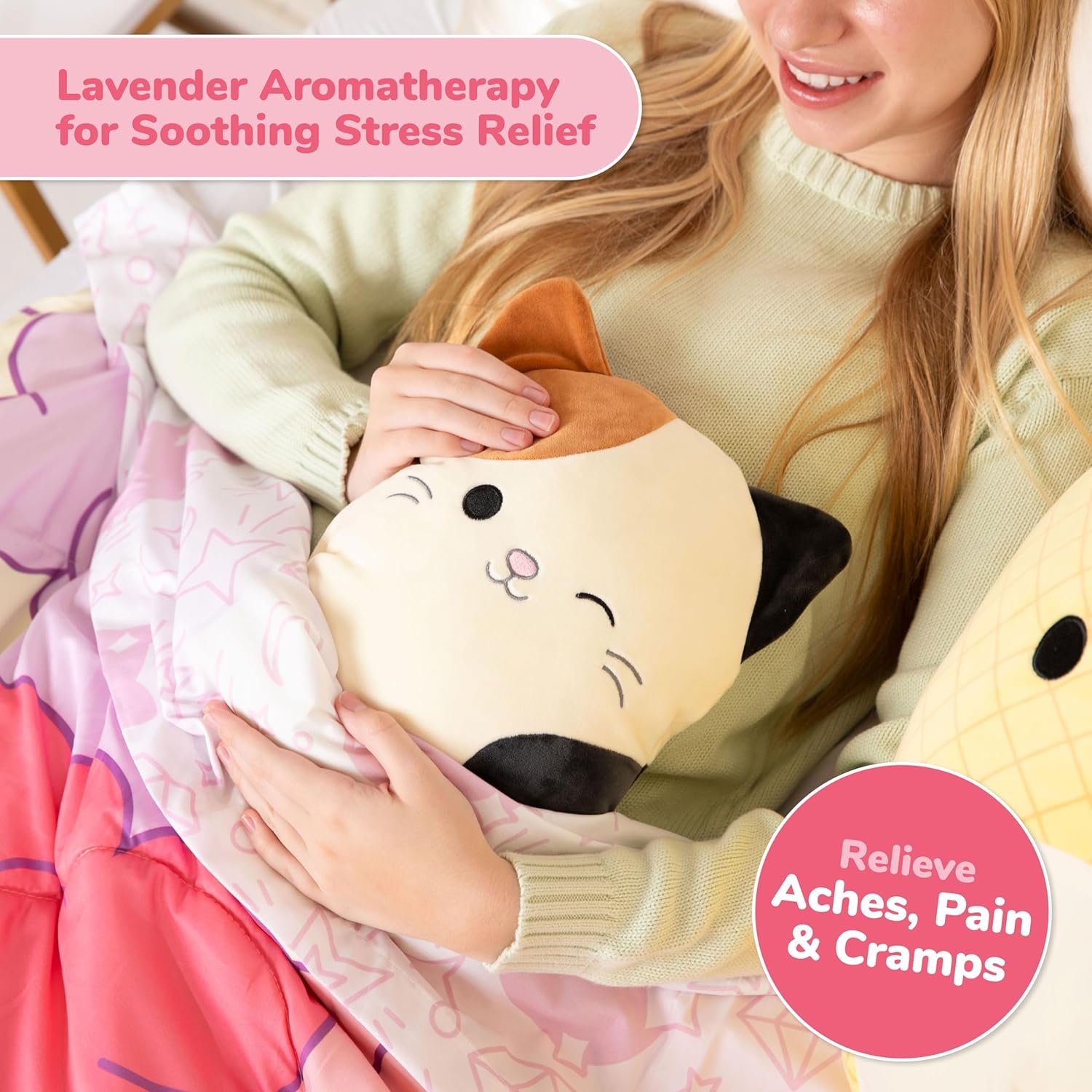 Squishmallows Cam Heating Pad -Lavender Scented Heating Pad for Cramps by Relatable®, Perfect Holiday Gifts and Stocking Stuffers for Girls - Image 5