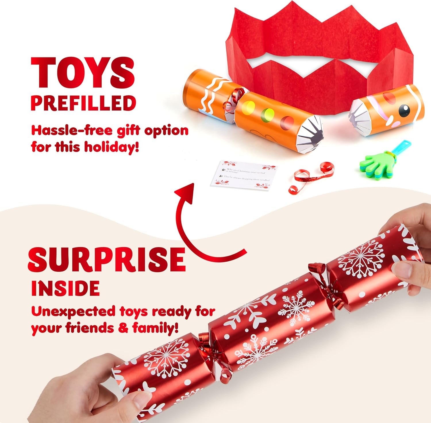 JOYIN 10 Pack Christmas Party Table Favor with Cute Christmas Characters, with Party Hat, Joke & Little Gift Inside, for Xmas Gift, Christmas Seasonal Holiday Dinner Traditions - Image 4