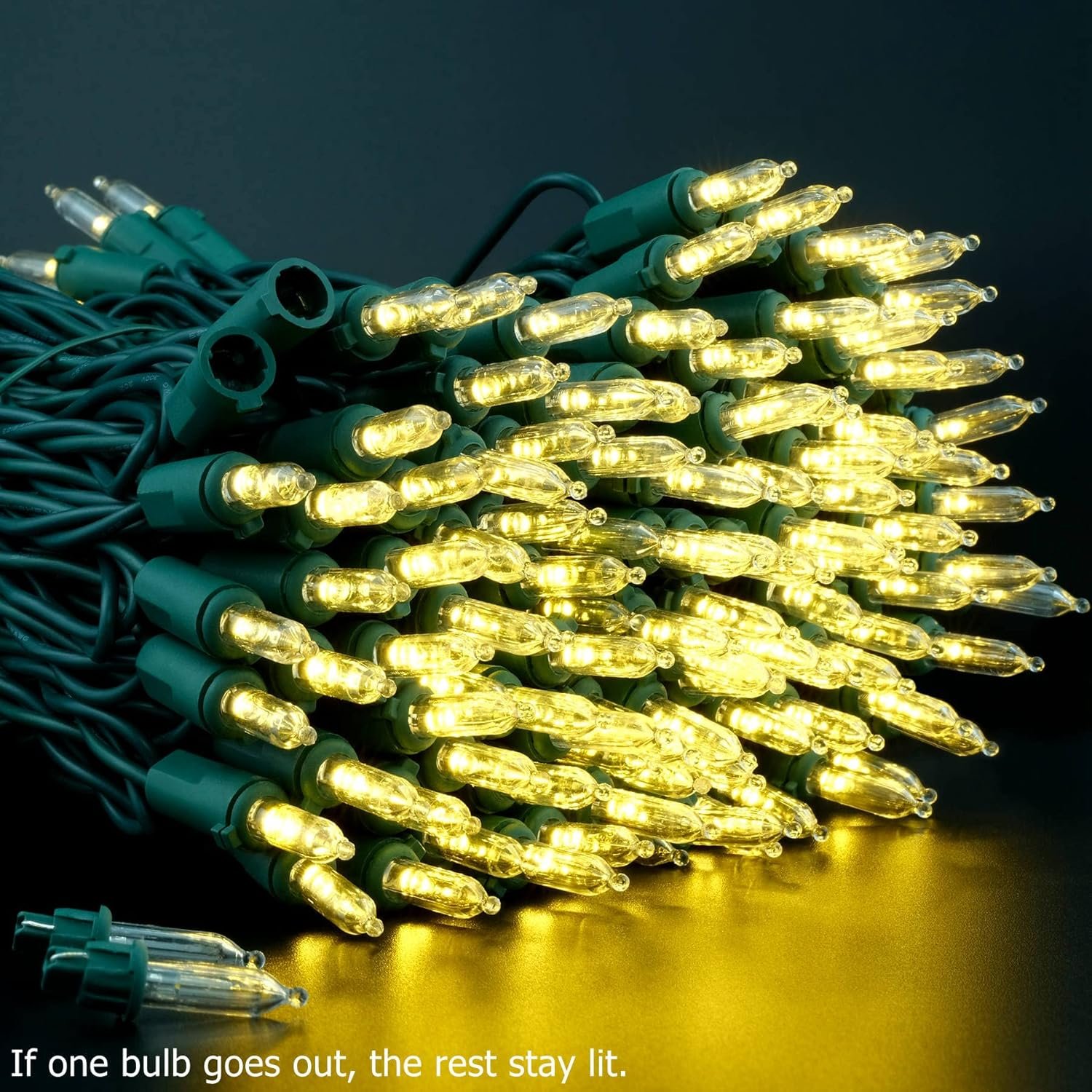 YULETIME 200 Count Warm White LED Christmas Lights, 66 Feet Green Wire UL Certified Commercial Grade Holiday String Light Set (Warm White) - Image 5