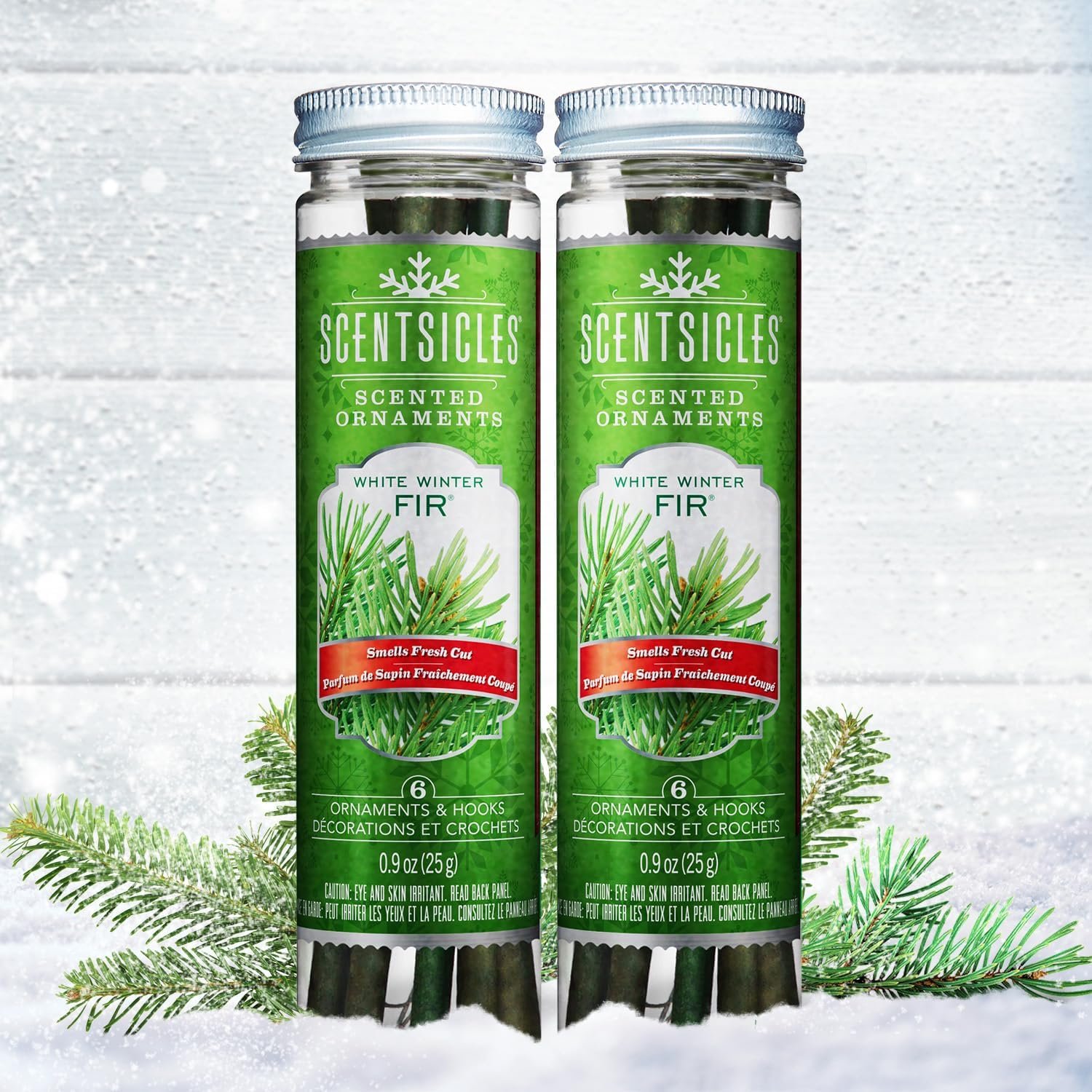 Scentsicles White Winter Fir Scented Christmas Tree Ornaments - 2 Bottles (12 Sticks Total) - Image 3
