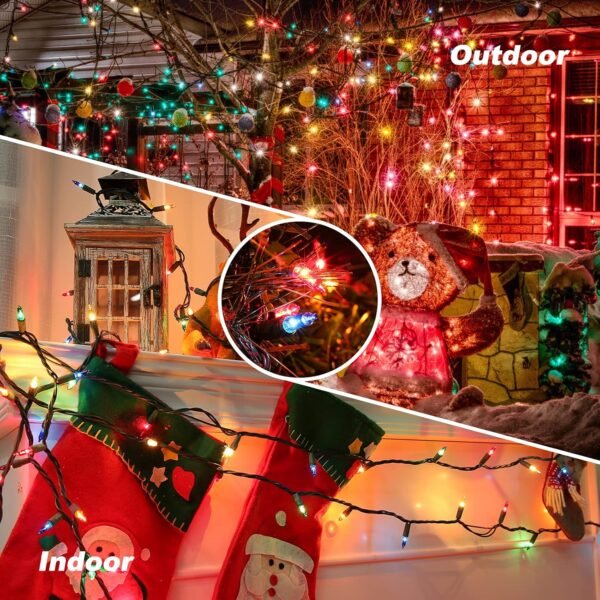 Toodour Christmas Lights Multicolor, 75ft 300 Count Incandescent Christmas String Lights, UL Certified Connectable Green Wire Christmas Mini Bulb Lights for Xmas Tree, Holiday, Party, Christmas Decor - Image 5