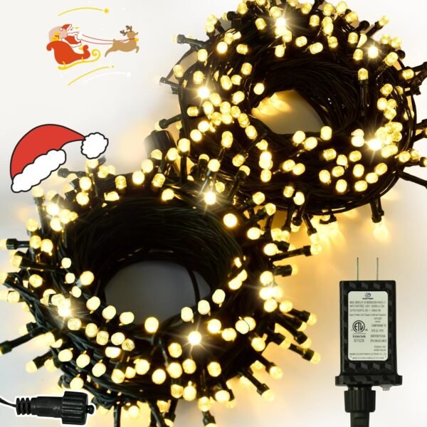ULG Upgraded 2-Pack 152FT 400 LED Christmas String Lights, Extendable Waterproof Fairy Lights with Memory Function, 8 Modes, Bubble Bulbs, Warm White, Adapter Included for Indoor/Outdoor Decor - Image 2
