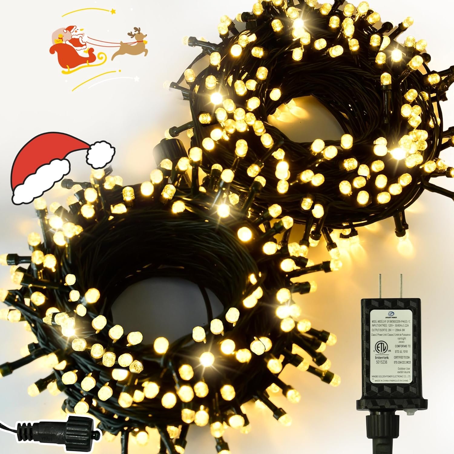ULG Upgraded 2-Pack 152FT 400 LED Christmas String Lights, Extendable Waterproof Fairy Lights with Memory Function, 8 Modes, Bubble Bulbs, Warm White, Adapter Included for Indoor/Outdoor Decor - Image 2