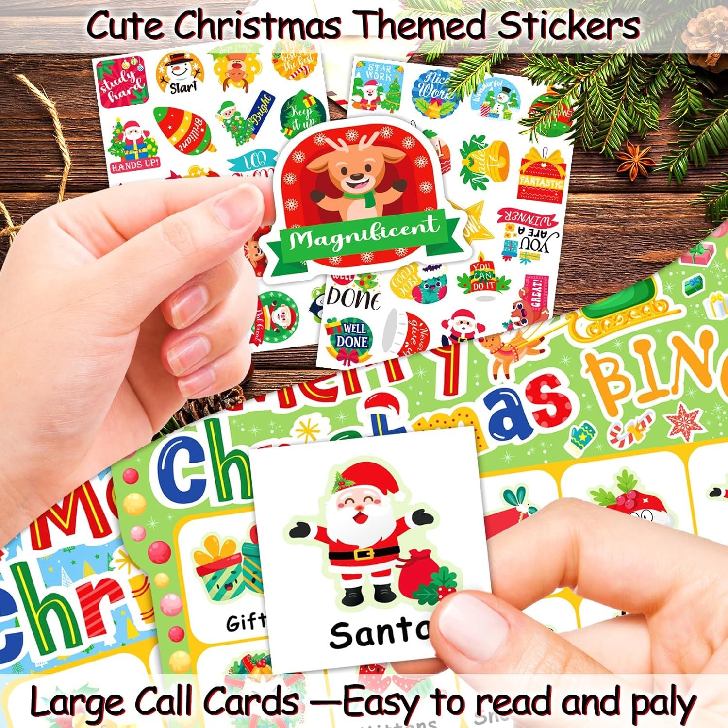 Christmas Bingo Game for Kids 24 Players, Christmas Bingo Cards Christmas Party Games for Family School Classroom Winter Party Supplies Favors Gifts - Image 6