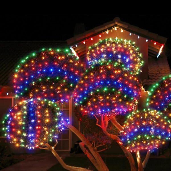WBao Christmas Net Lights, 200LED 8.4ft x 5.2ft Christmas Lights with 8 Modes, Timer, End to End Connectable, Waterproof LED Net Lights for Lawn, Bushes, Tree Outdoor Christmas Decorations, Multicolor - Image 8