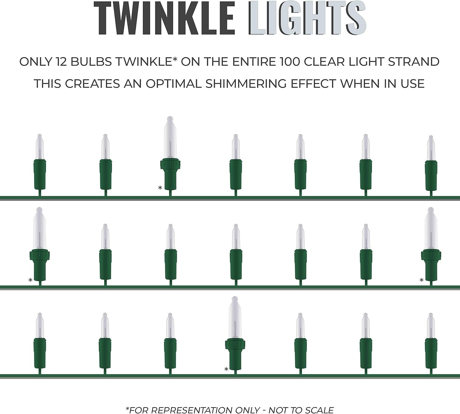 612 Vermont 100 Clear Christmas Lights, 12 Lights Twinkle, Indoor and Outdoor Use, Connect up to 4 Sets, Lighted Length 20.6', Total Length 21.8' - Image 4